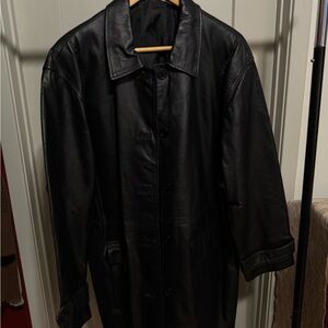 Newport News Black Leather Trench Coat